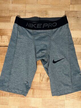 Men's Small Nike Pro Dri Fit Long Compression Shorts Heather Gray